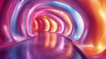  a surreal passageway with an otherworldly atmosphere, characterized by its sleek, curved design and illuminated edges - obrazy, fototapety, plakaty
