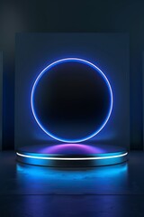 Round Object Illuminated by Blue Light