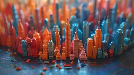   A tight shot of a cityscape, filled with numerous structures in the foreground and more buildings extending into the background - obrazy, fototapety, plakaty