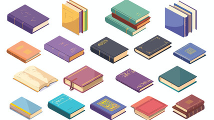 Book icons set in isometric 3d style for any design
