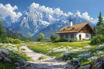 Fototapeta na wymiar Sunny outdoor scene in German Alps, Bavaria, Germany, Europe