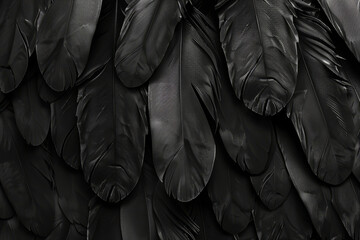 Black feathers texture background	

