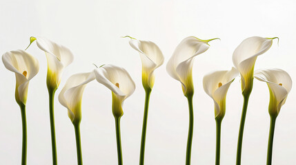 A composition of elegant lilies against a clear
