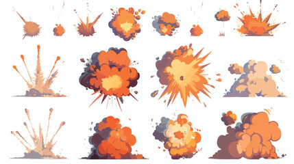 Boom explosion icon set. Cartoon set of boom explos