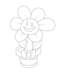 Flower coloring book page for kids