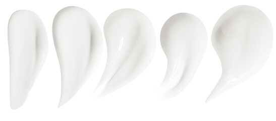 Set, composition of cosmetic strokes, cream on a blank background.