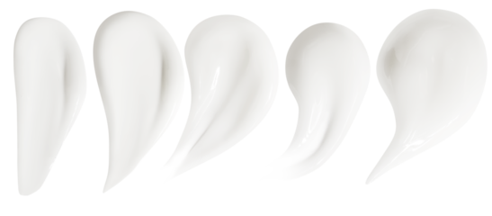 Set, composition of cosmetic strokes, cream on a blank background.