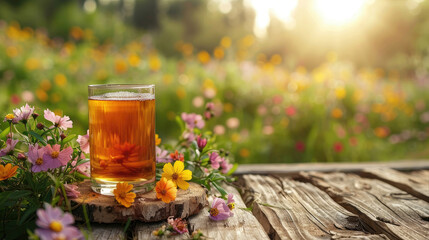 Spring tea. Simple Joys concept, card template, generative ai