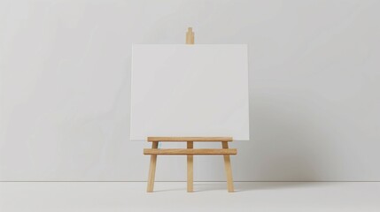 Mockup canvas, blank screen canvas on wooden art stand, white brick wall art room background, 3d