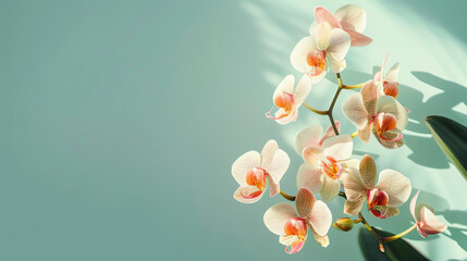 A composition of exotic orchids against