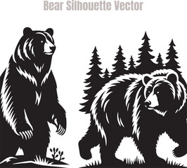Bear Silhouette Vector Illustration Design Bundle
