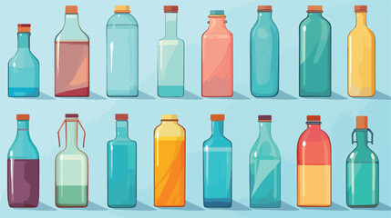 Bottles 2d flat cartoon vactor illustration isolate