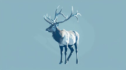 A majestic elk stands tall in the field, its antlers reaching towards the sky.