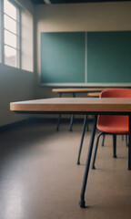 Empty table on a school background for product presentation