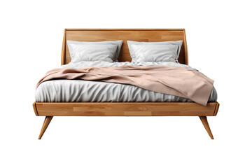Fototapeta na wymiar Furniture kraft Wooden Bed on transparent background.