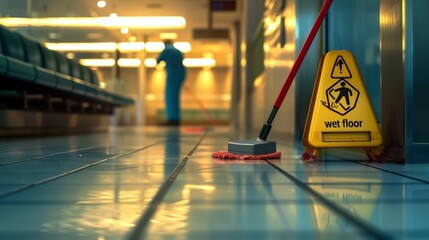 A Caution Wet Floor Sign