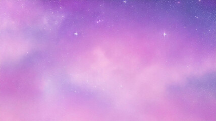 Kawaii Fantasy Pastel Colorful Sky with Clouds and Stars Background in Paper Cut and Paste Style	