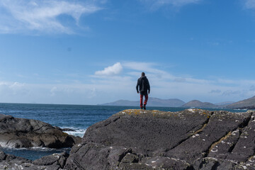 Walking on the sea coast of Ireland