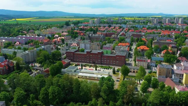 Panorama Mountains Houses Klodzko Aerial View Poland