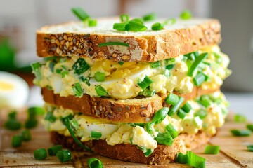 Egg salad sandwich with green onion is a nutritious and tasty lunch option