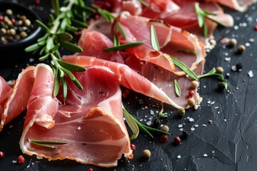Raw ham with rosemary