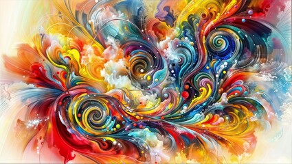 Fototapeta premium Swirling Chromatic Burst: Abstract Expressionist Painting
