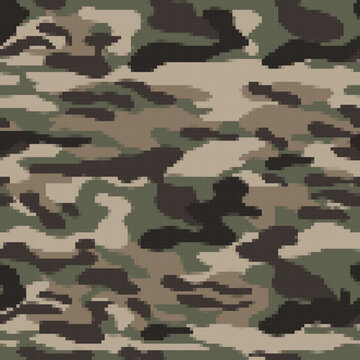 
Army digital camouflage texture, fashion print pixel seamless pattern