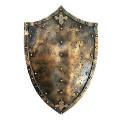 Antique Medieval Knight's Metal Shield with Embellishments, Symbolizing Strength and Protection.