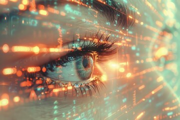 human being futuristic vision, vision and control and protection of persons, control and security in the accesses.Concept of: dna system, scientific technology and science. 