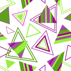 Seamless pattern of triangles. Geometric triangles. Bright seamless pattern. Design of fabric, wallpaper, wrapping paper. Vector