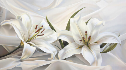 Elegant lilies against a clear white canvas