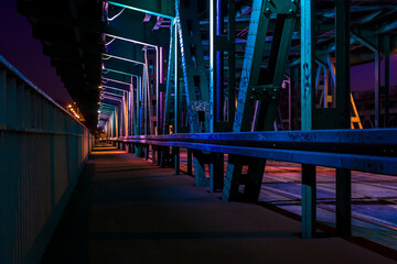 Most Gdański w Warszawie nocą | Gdaństki bridge in Warsaw by night - obrazy, fototapety, plakaty