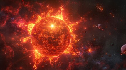 Dramatic 3D Illustration of an Exploding Star in Space, Symbolizing Cosmic Events and Astrophysics Concepts.