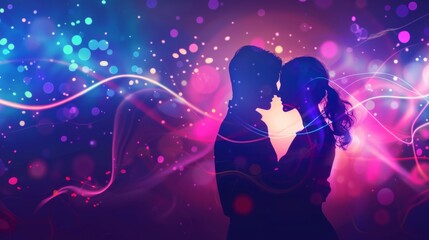 Couple Kissing in Front of Colorful Background