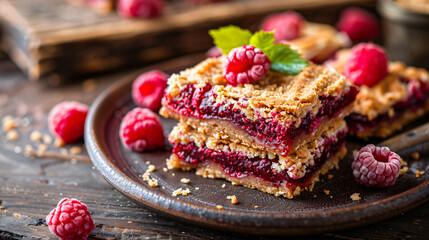 Plate of Delicious Raspberry Bars