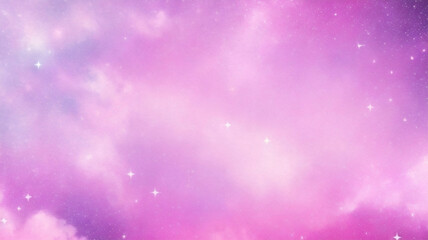 Fototapeta premium Kawaii Fantasy Pastel Colorful Sky with Clouds and Stars Background in Paper Cut and Paste Style 