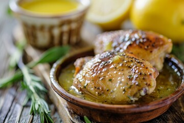 Marinate poultry in honey lemon sauce focus on it