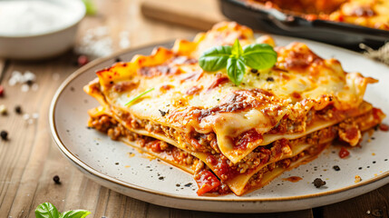 Plate of Lasagna on a White Background