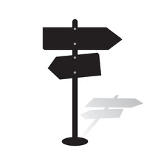Blank signpost isolated on white background. Signpost silhouette icon. Sign direction. Signboard vector set. Road sign symbol illustration for website and mobile design.