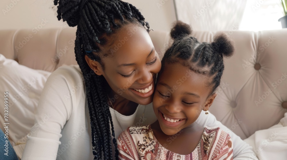 Wall mural a mother and daughter embracing