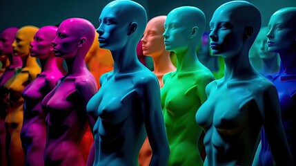 Surreal Synchronized Mannequin Horde Generative AI - obrazy, fototapety, plakaty