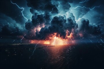 Dramatic Thunderstorm - Cinematic Natural Disaster Landscape Generative AI