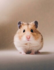 A hamster posing, looking at the camera