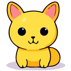 Cute Kawaii Style Cartoon Pet Cat Vector Illustration