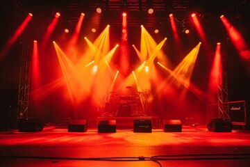 Red and yellow lighting for concert theater