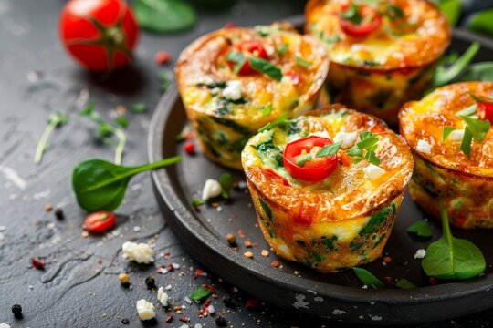 Tasty muffins with spinach feta and pepper