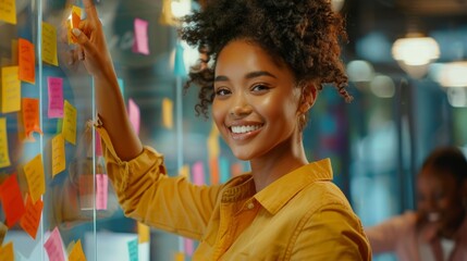 A Woman with Colorful Sticky Notes