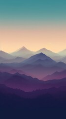 Majestic Mountain Landscape in Neo-Geo Minimalist Style Generative AI