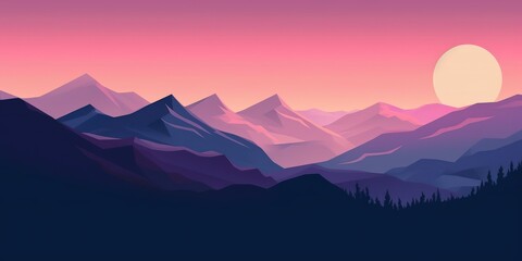 Majestic Mountain Landscape at Dusk Generative AI