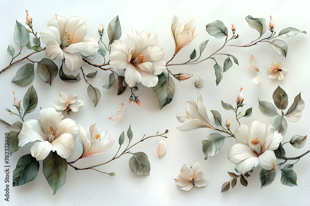 Wall mural Elegant Watercolor Floral Ensemble for Sophisticated Invites. Concept Watercolor Floral, Elegant Ensemble, Sophisticated Invites, Invitation Design - Wall murals